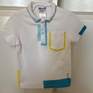 Boys' Jacadi White Polo Shirt with Blue and Yellow Accents